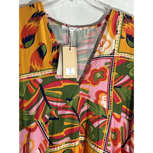 Label of Love NWT Orange Green  Tropical Medium Woman dress Anthropologie Summer - Picture 5 of 11